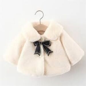 Faux Fur Baby Jacket By 90 Off White Plush Preppy Winter Snow Size 18-24Mo NWT